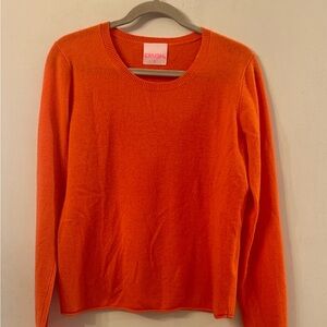 Crush Size 2 or Medium Cashmere Women's Vibrant Orange Crew Neck Sweater